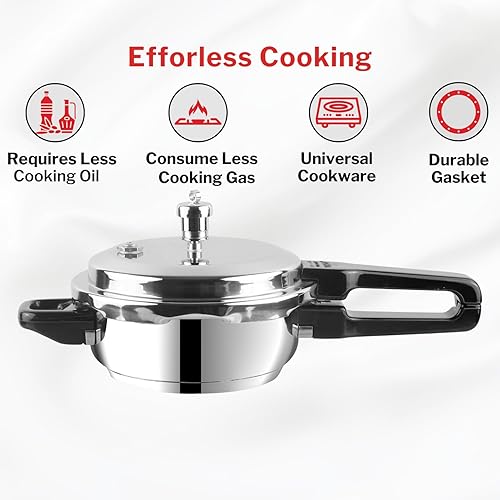 Vista 4 de Vinod V-3L - Olla a presión de acero inoxidable, 3 litros, mediana, color plateado