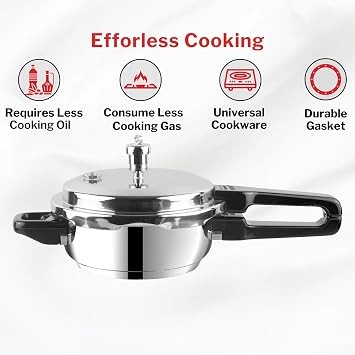 Vinod V-3L Stainless Steel Sandwich Bottom Pressure Cooker, 3-Liter