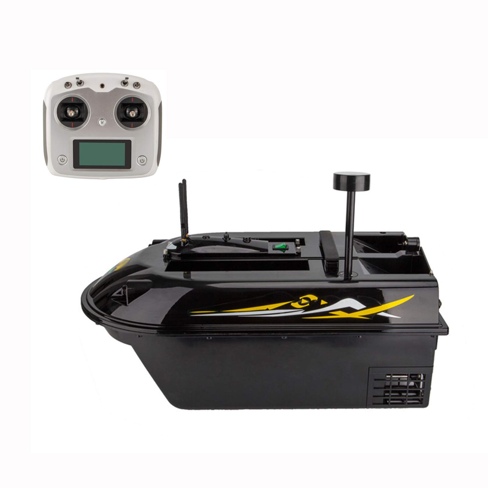 AFYH Fish Finder Ship, Intelligent GPS Cruise Bait Boat 6 hours battery life, 4Independent Bait Compartments Load 8kg, LED lighting automatic navigation