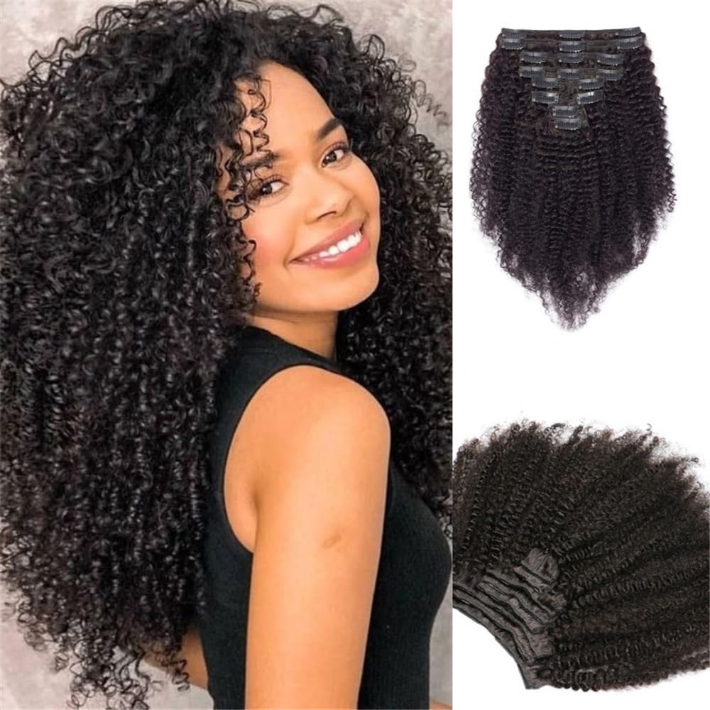 Extensions de cheveux afro à clips 16" lot de 8 pièces volume immédiat