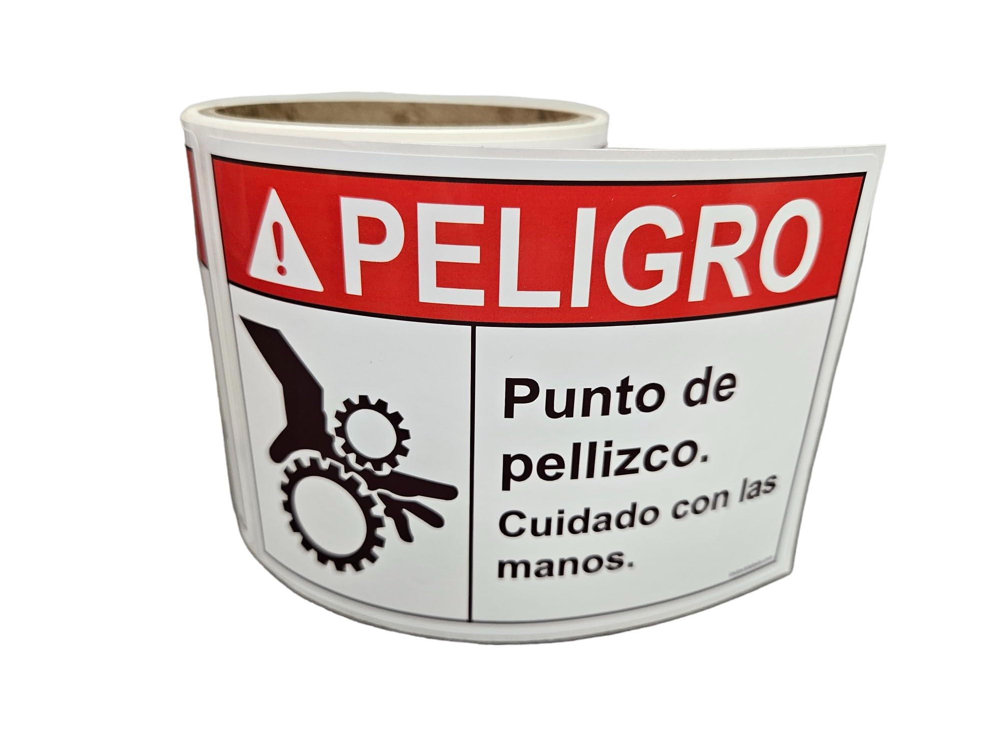 Spanish Pinch Points Danger Labels, OSHA Safety Labels, 3.5 x 5 Inch, 25 Labels Per Roll, Essential for Warehouse, Machine and Equipment Safety Signs for Workplace