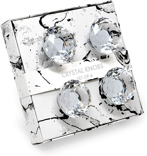 Miniatura 6 de Isaac Jacobs - Juego de 4 pomos de cristal de forma redonda clásica (1.378 in), pomos de gabinete con tornillos, tiradores de cajón de vidrio para