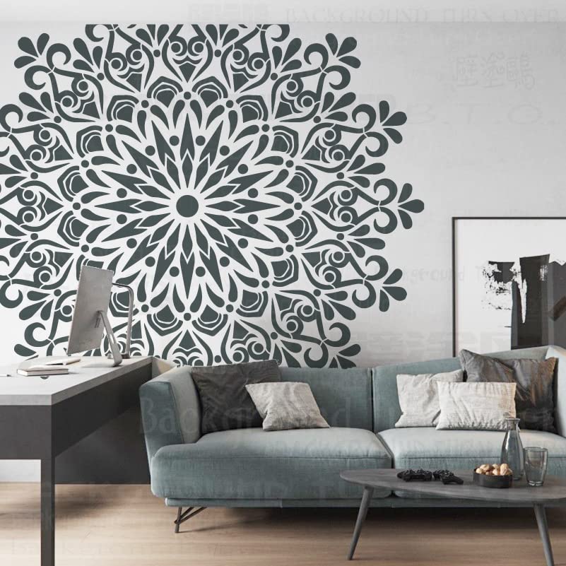 Pochoir mandala 180cm grand modèle géant pour peinture murale et décoration de meubles