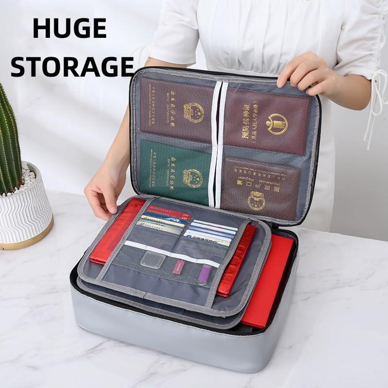 Lyxtiorn Fireproof Document Box Waterproof A4 Document Organizer Storage Folder for Important Papers Certificates Secure Safe Bag Case with Lock - Image 2