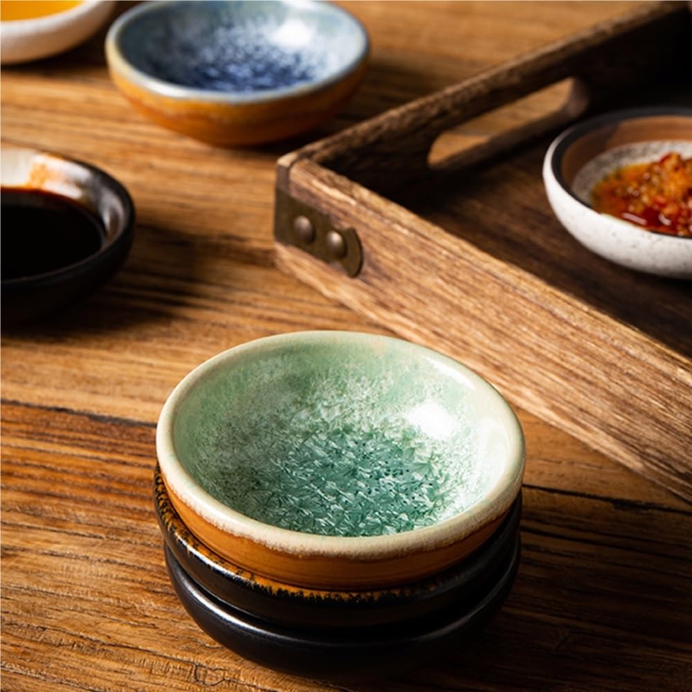 Zestaw 2 ceramicznych misek do sosu sojowego, filiżanek do sosu pomidorowego sushi do sezonu, appetizer, Vinegar, Ketchup(Brown)
