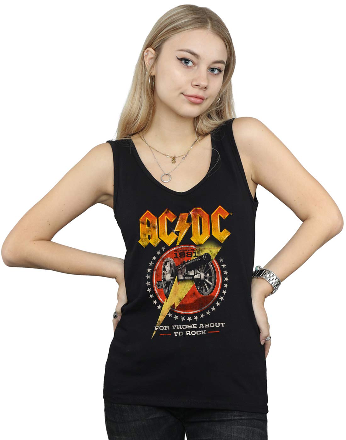 Absolute Cult Women's Black Ac/Dc For Those About To Rock 1981 Vest Small