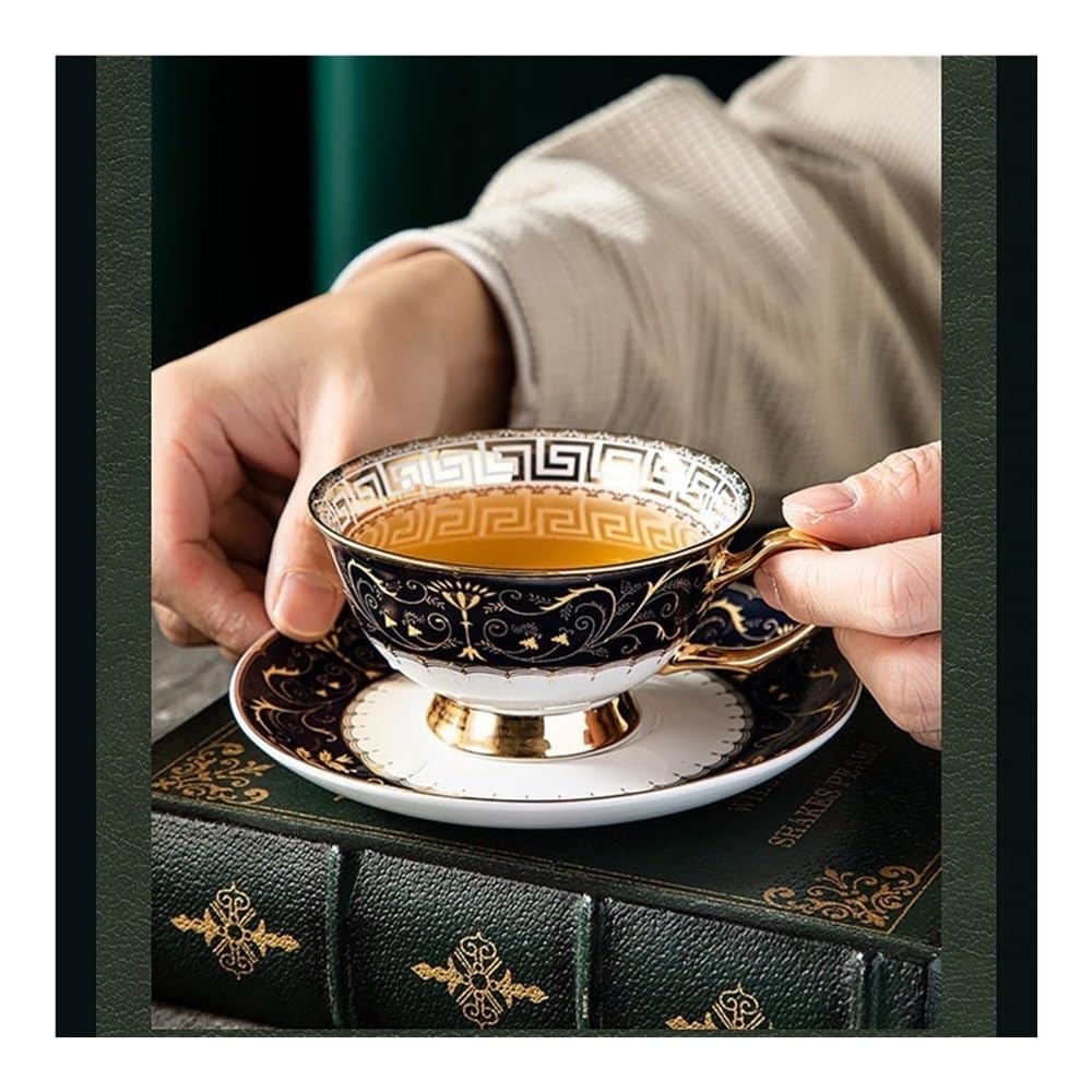 Kubki Zestaw do kawy w stylu europejskim, filiżanki z porcelany kostnej retro, ceramiczne i spodki, wysokiej jakości wykwintny zestaw herbaty popołudniowej do Latte, Gorącej Herbaty, Mleka