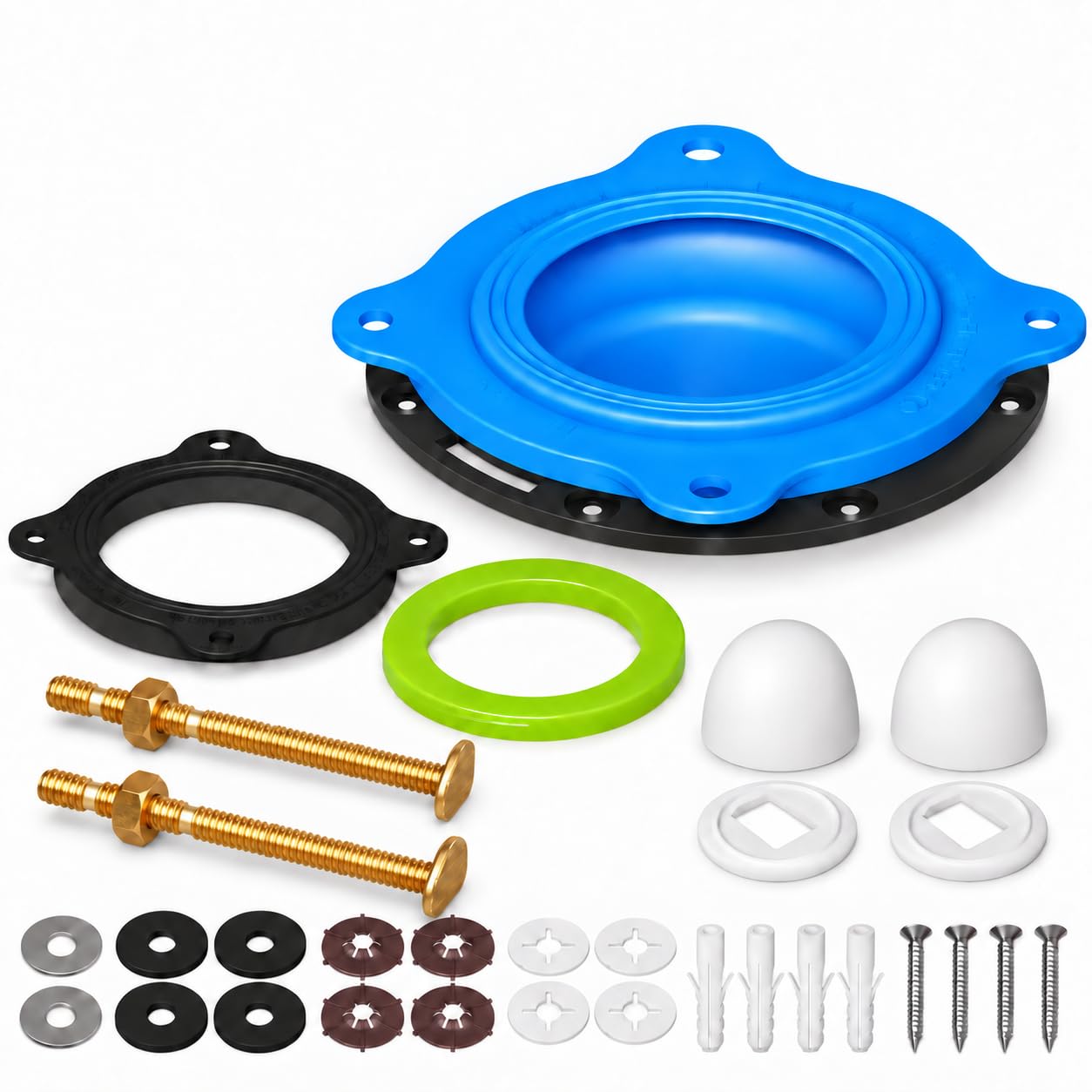 NEEXAN Wax Ring Kit, Electroplated Iron Bolts and Caps for 3-4in Drains
