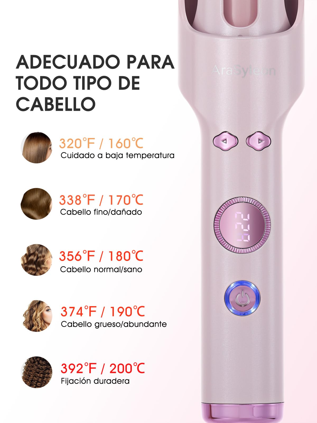 Rizador Automático con Aire Frío e Iones 30mm Auto Curler | Cerámica Turmalina, 5 Temperaturas 160-200°C, Antiescaldaduras, Voltaje Dual 110-240V