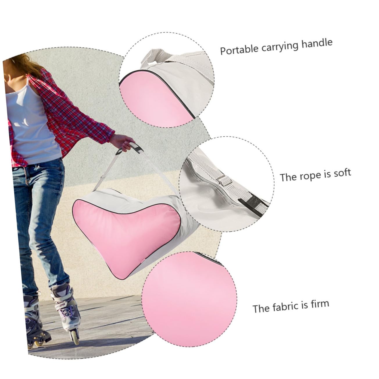 Kisangel Borsa Pattini Rotelle a Mano Triangolare Rosa 2 Pezzi | Pattini da Ghiaccio e Roller, Formato Pratico, Adatta a Molte Occasioni, Design Compatto