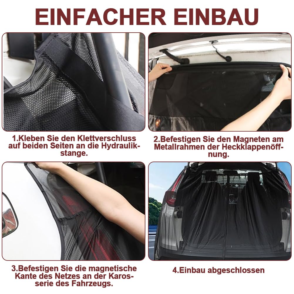 Copertura per portellone con zanzariera, 180x150cm Copertura per porta a battente del bagagliaio Protezione solare, Zanzariera magnetica per auto, Tenda divisoria per auto Protezione solare