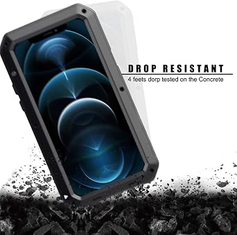 for iPhone 12/12 Pro Case Heavy Duty Metal Shockproof Tough Armour