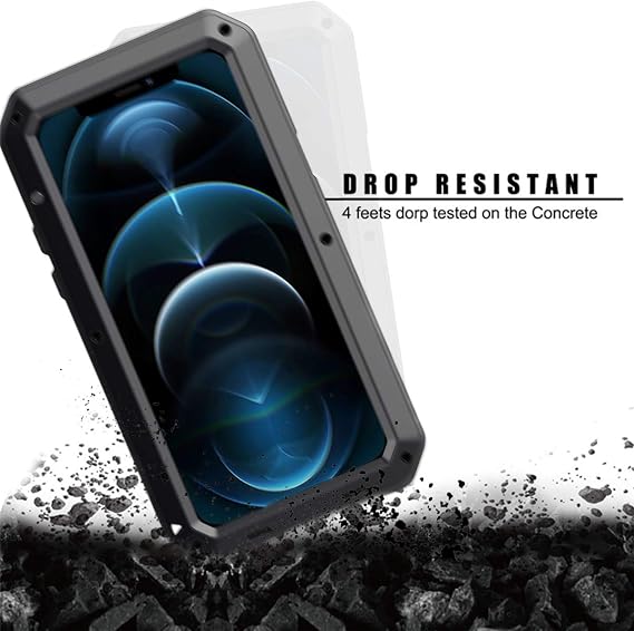 for iPhone 12/12 Pro Case Heavy Duty Metal Shockproof Tough Armour