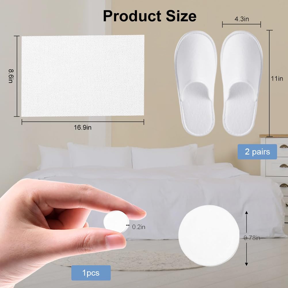 KARELLS Pantofole Usa e Getta Antiscivolo,2 Paia Pantofola SPA Pantofole Hotel Monouso,Pantofole Casa Confortevoli,con 1 Asciugamani Compressi,Comfort Chiuse,Ideali per Hotel, Spa e Centri Benessere