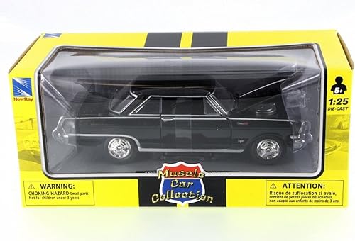 New Ray 1964 Chevy Nova SS, negro 71823B - Escala 1/24 Modelo de coche de juguete fundido a presión