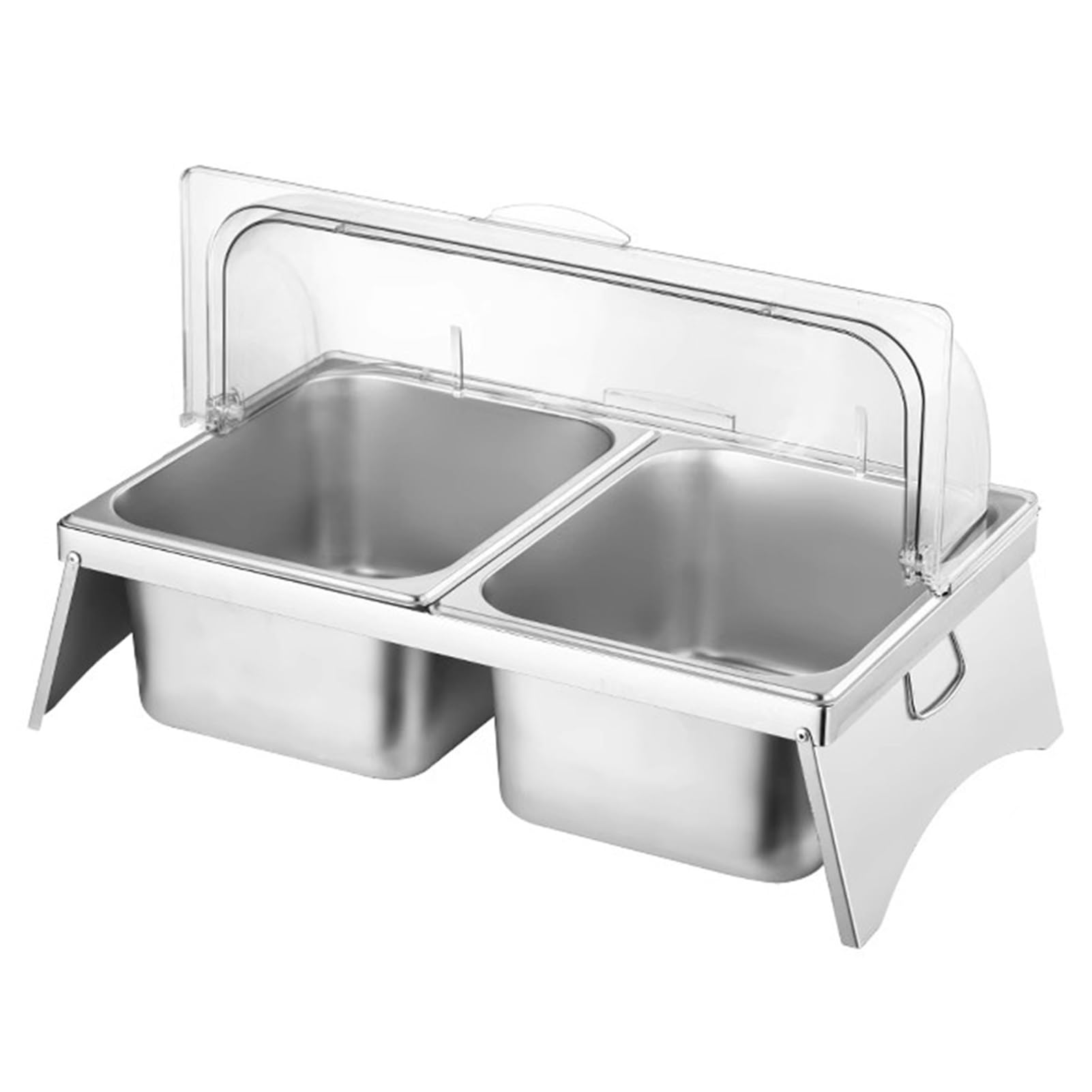 YJEUZCD Pojemnik do serwowania żywności, 1-6 dozowników przypraw, taca do serwowania bufetu, przezroczysta patelnia do grillowania (15 cm/2 siatki)