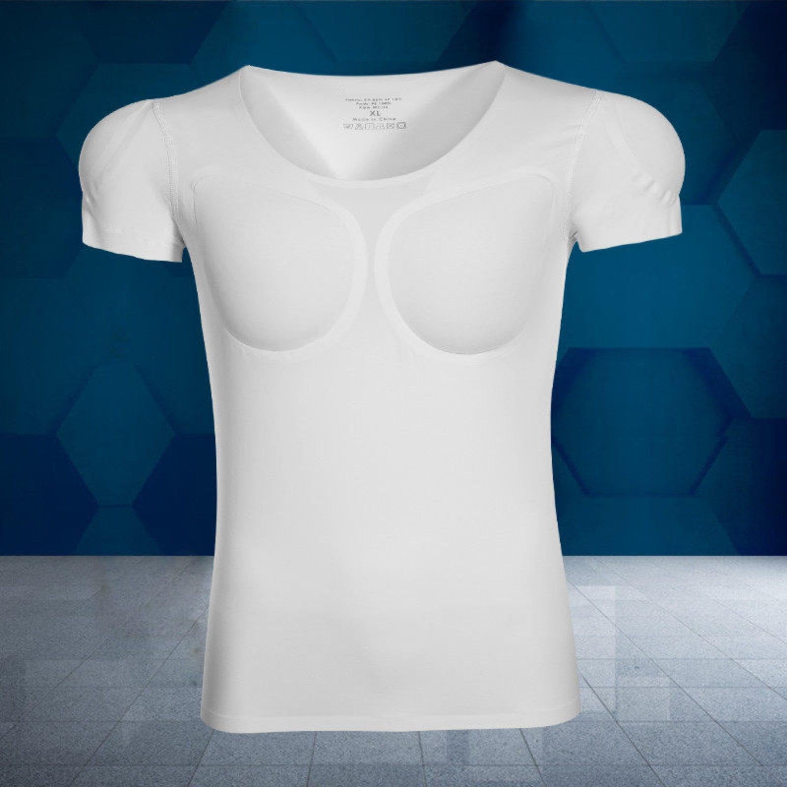 Milageto Camiseta con músculos falsos para hombre, divertida camiseta con músculos acolchados para interiores y exteriores, Mangas Cortas, S