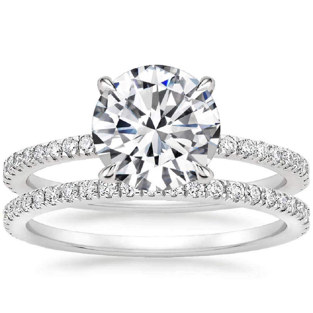 ERAA JEWELLuxe Viviana Bridal Set, Round Cut 4.40Ct, VVS1 Clarity, Colorless Moissanite Diamond, 925 Sterling Silver Ring, Engagement Gift, Wedding Gift, Perfact for Gift Or As You Want