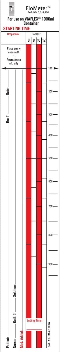 FM-V-1000W IV Label Compatible with 1000 mL Baxter/Via Flex Paper, Removable, 1 3/4" Width, 10-1/2" Length, White, Pack of 1000