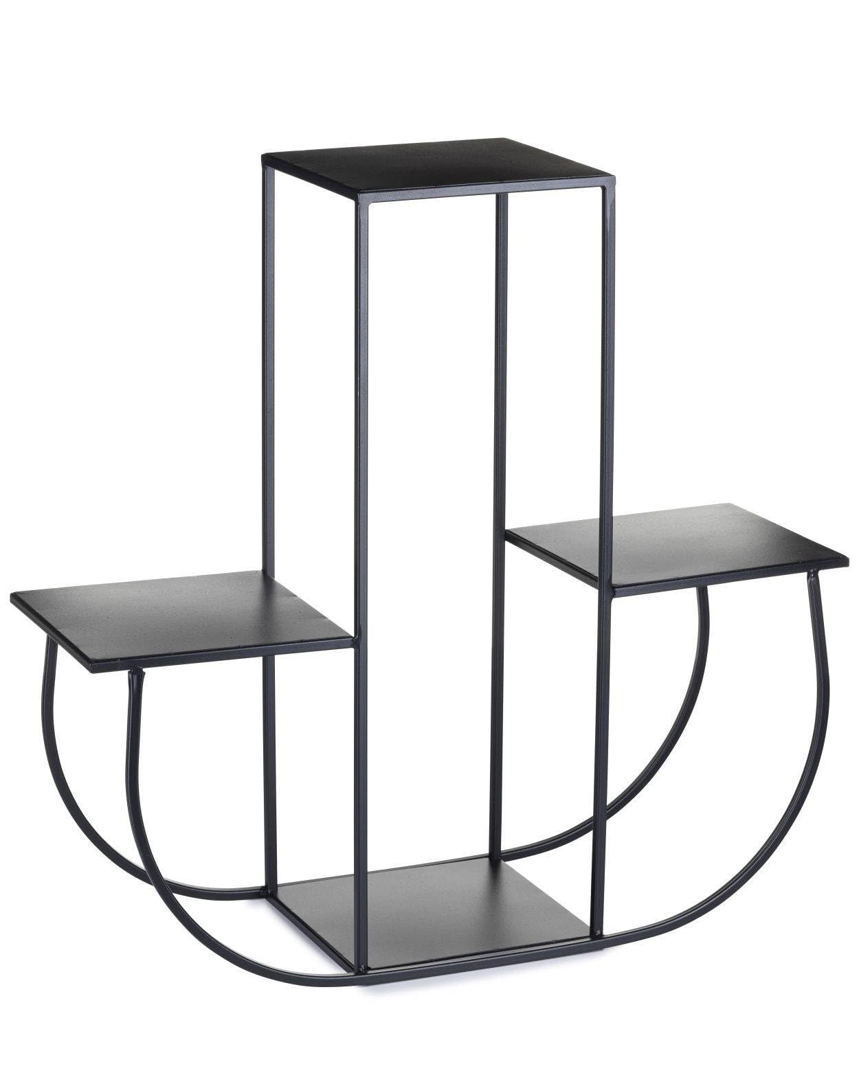 4-poziomowe schody kwiatowe - metalowe schody roślinne o wysokości 70 cm - półka na kwiaty z talerzami 24 cm w kolorze czarnym na 4 kwiaty - stojak na kwiaty do dekoracji wnętrz