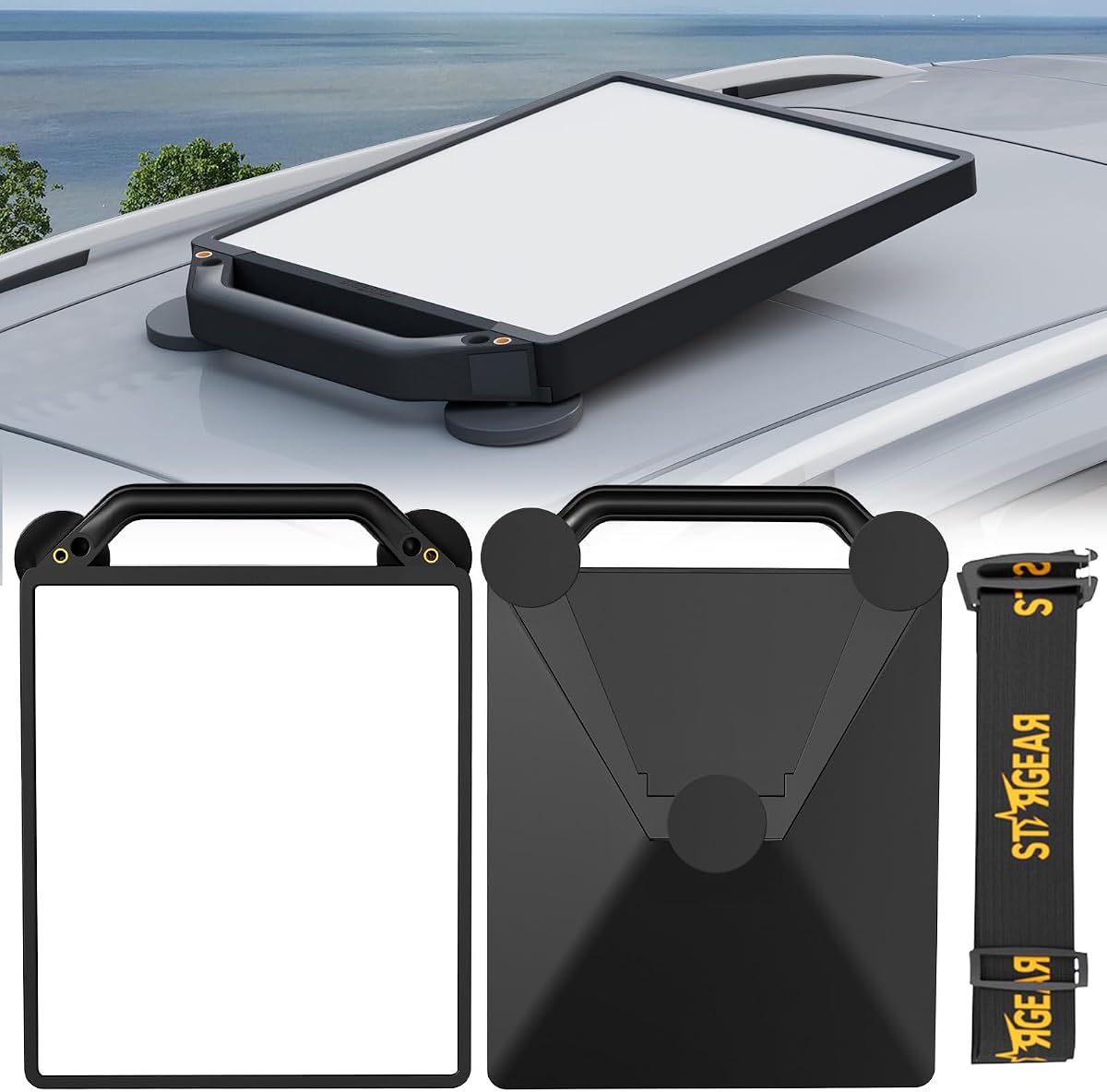 Starlink Mini Magnetic Mount with Protective Silicone Case, 2 in 1 Satellite Dish Mounting Kit & Cover with 200lbs Magnet Bases Handle Shoulder Strap & 1/4"-20 Nuts for RVs Car Boat/Road Trip