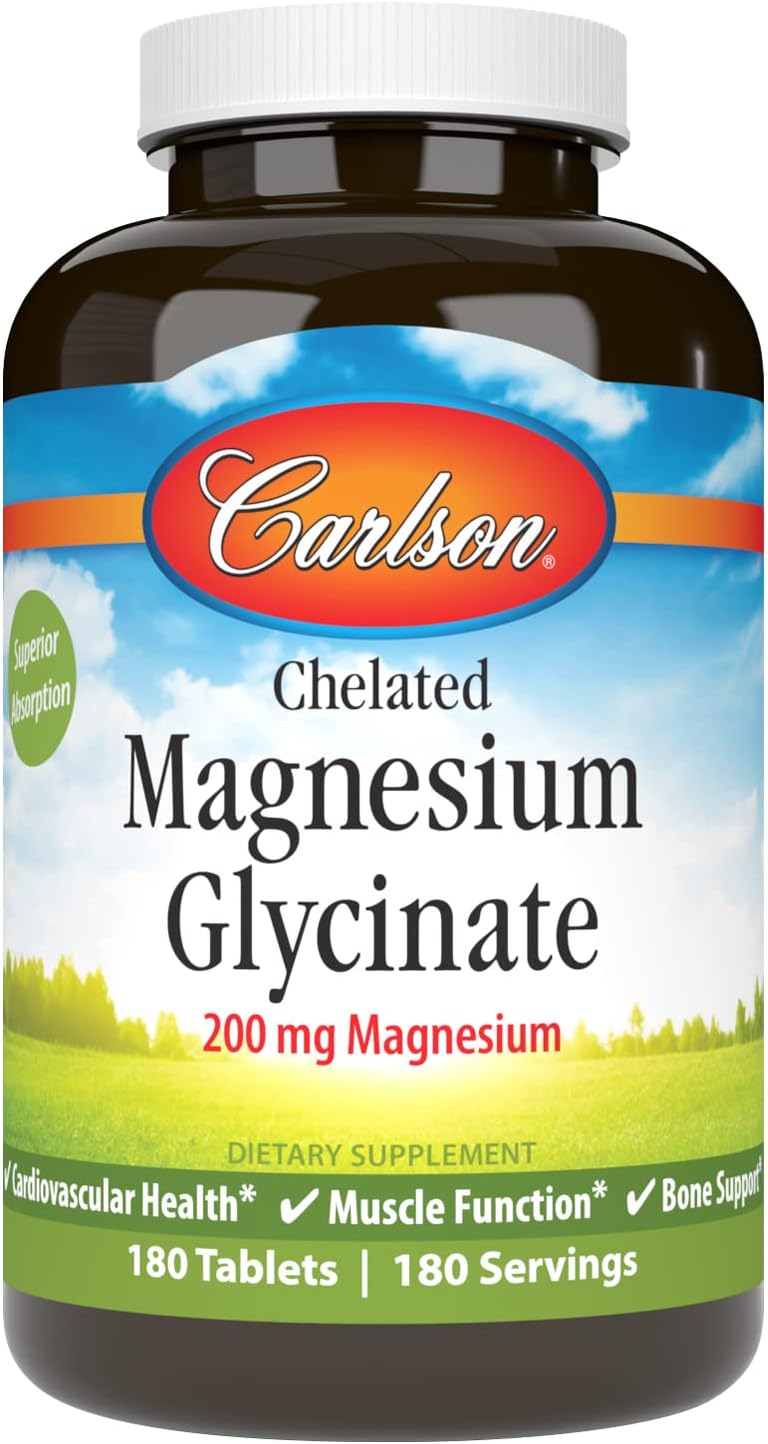 Carlson Chelated Magnesium 200mg, 180 Tablets