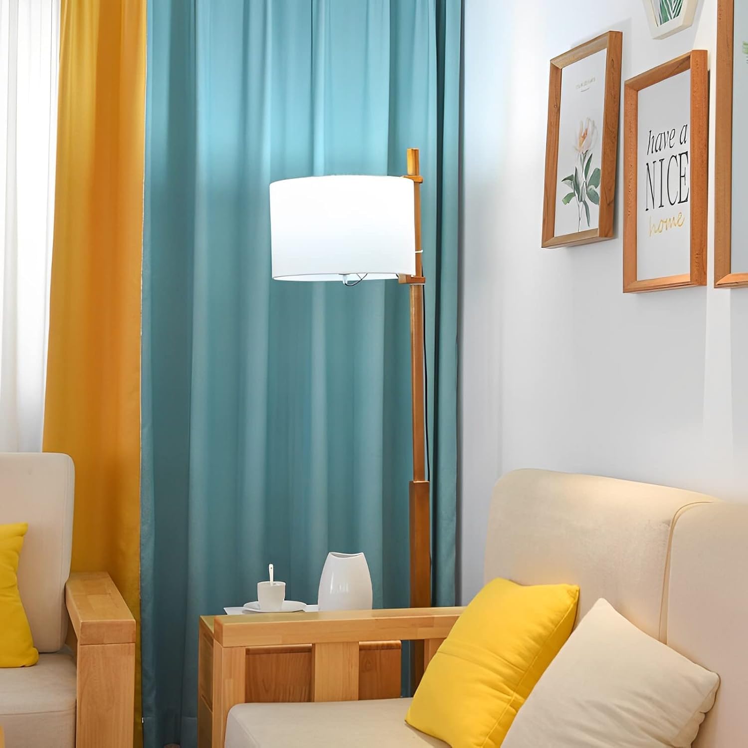 Lámpara de pie de madera maciza Retro, lámparas de pie para sala de estar, iluminación brillante con pantalla de tela, lámpara de pie para dormitorio