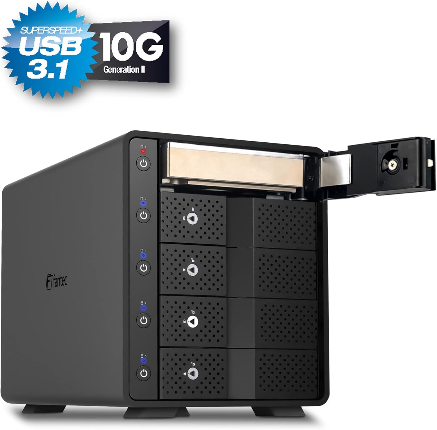 FANTEC 2x USB 3.2 Gen2 10G RAID Hard Drive Docking Station for 2X SATA 3.5/2.5 Inch HDDs, Transfer Rates up to 10Gbit/sec, No Tools Required, Lockable, 2X USB Cable, Aluminium