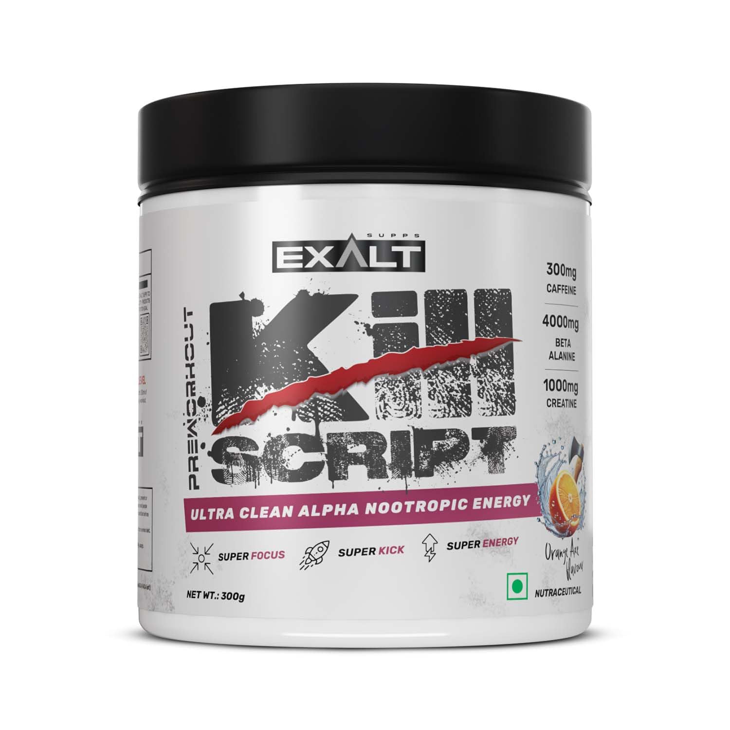 [BRSRGAIQDF4GA2QV] Kill Script Pre Workout, Orange Axe, 300g, 30 Servings