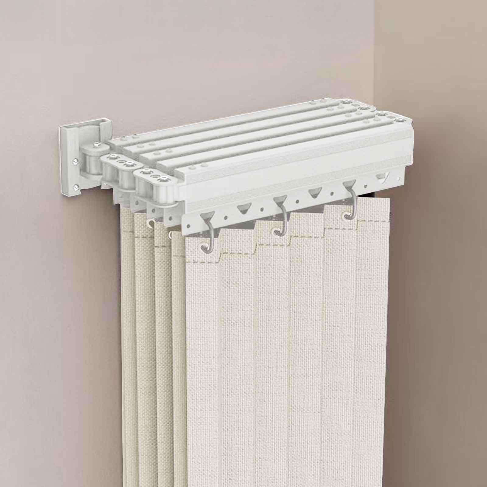 Tringle à rideau de douche télescopique avec rideau moderne en lin pliable imperméable 180x200 cm