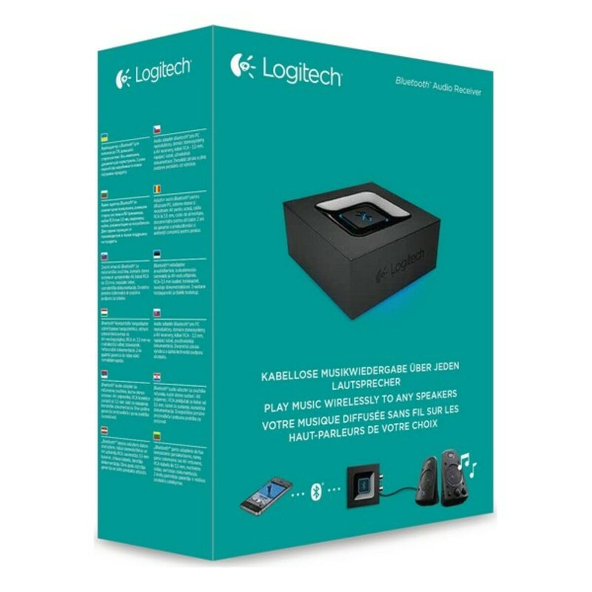 Logitech Ricevitore Audio Bluetooth Wireless, ‎Pc/Mac/Smartphone/Tablet/Ricevitore Av, Uscite Audio 3.5 Mm E RCA alle Casse Altoparlanti, ‎Nero, ‎5.71 x 5.08 x 2.23 cm, 175 Grammi - Grafite