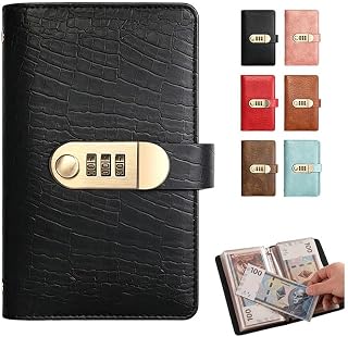 100 Transparent Pocket Currency Collectors Album, 2027 New Cash Money Saving Book with Combination Lock, Money Saving Binder, for Collector Dollar Bill Cash Storage Collecting Supplies (Black)