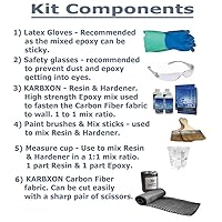 Vista 3 de Kit de reparación de fibra de carbono – Tela de tela de carbono 3K de tejido de sarga de 4 pulgadas de ancho – Resina epoxi transparente KARBXON
