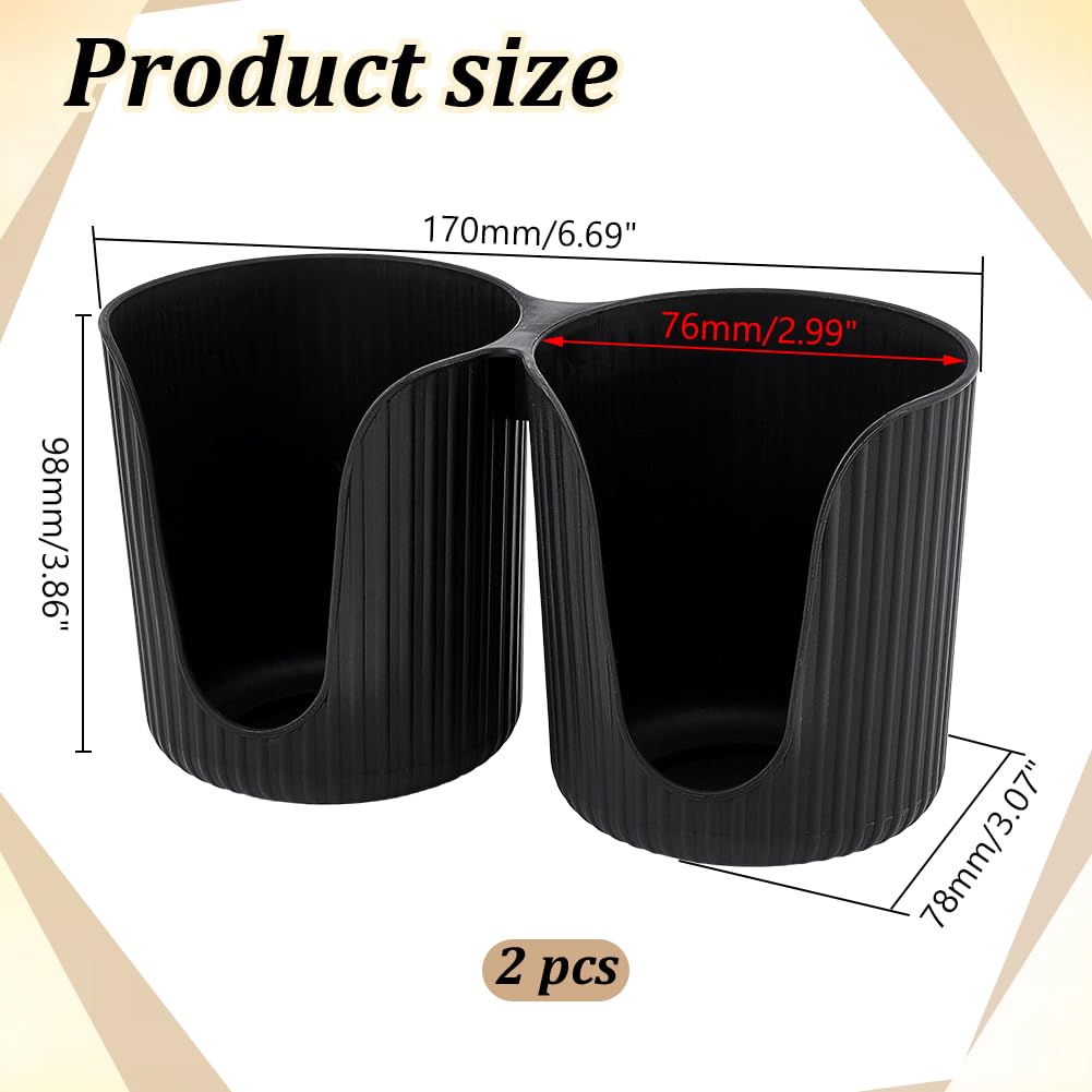 WADORN 2 Pièces Noir Distributeur de Tasses pour Salle de Bain 3 oz Porte Gobelets en Papier en Plastique 2 Fentes Petit de Comptoir Gobelets 17x7.8x9.8cm pour Maison Comptoirs Vanité Salle de Bain