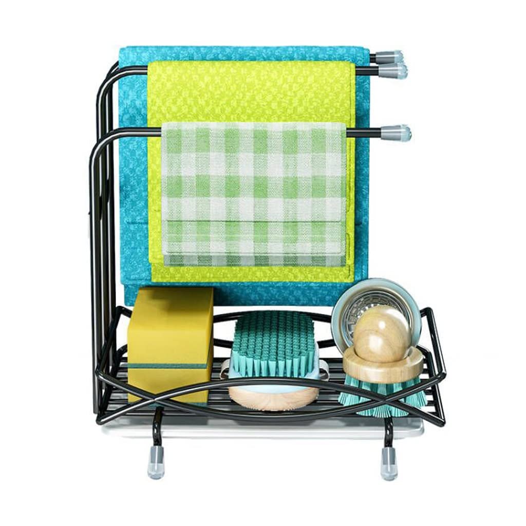 Organisateur de cuisine porte-serviettes et panier égouttoir pour éponge
