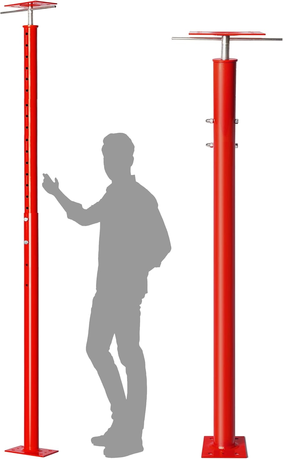 Superjackwang 2-Pack Adjustable House Floor Jacks: 48-93" Height, 18,000 lbs Capacity for Basement Leveling & Structural Support