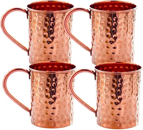 Miniatura 3 de 2activelife Juego de 4 tazas martilladas de cobre puro  Agua potable con tazas de cobre  Vasos de cobre de alta calidad para el hogar, oficina,