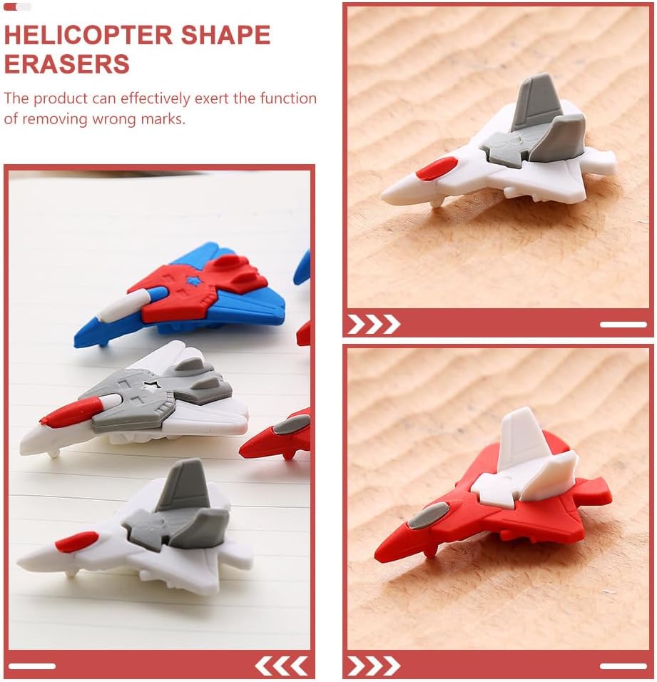 TOYANDONA Aircraft Eraser Toy 36 Pcs Eraser Prizes for 3D Puzzles for Mini Puzzles for Erasers Toys Bag Filler Treat Bags Filler Cartoon Helicopter Erasers Pencil Erasers for TPR