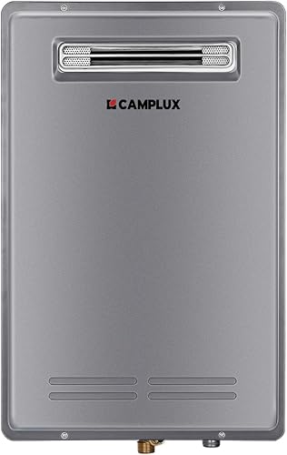 CAMPLUX - Calentador de agua caliente sin tanque de gas natural, 5.28 GPM, calentador de agua de gas natural a pedido para exteriores, color gris