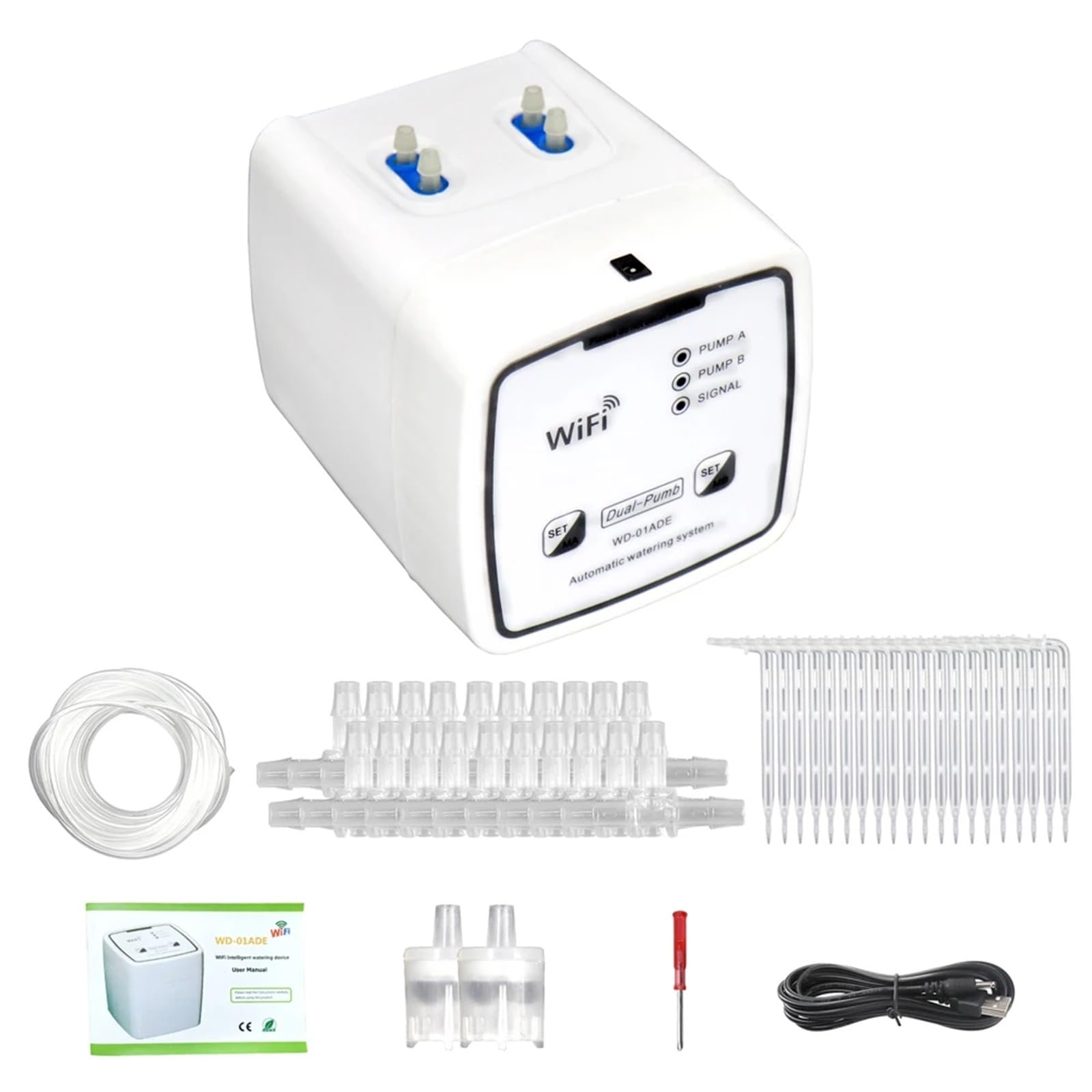 Programmatore di irrigazione. Dispositivo di irrigazione Intelligente WiFi Controller del Sistema di irrigazione a Goccia Automatico temporizzato a Doppia Pompa (20 Pots)