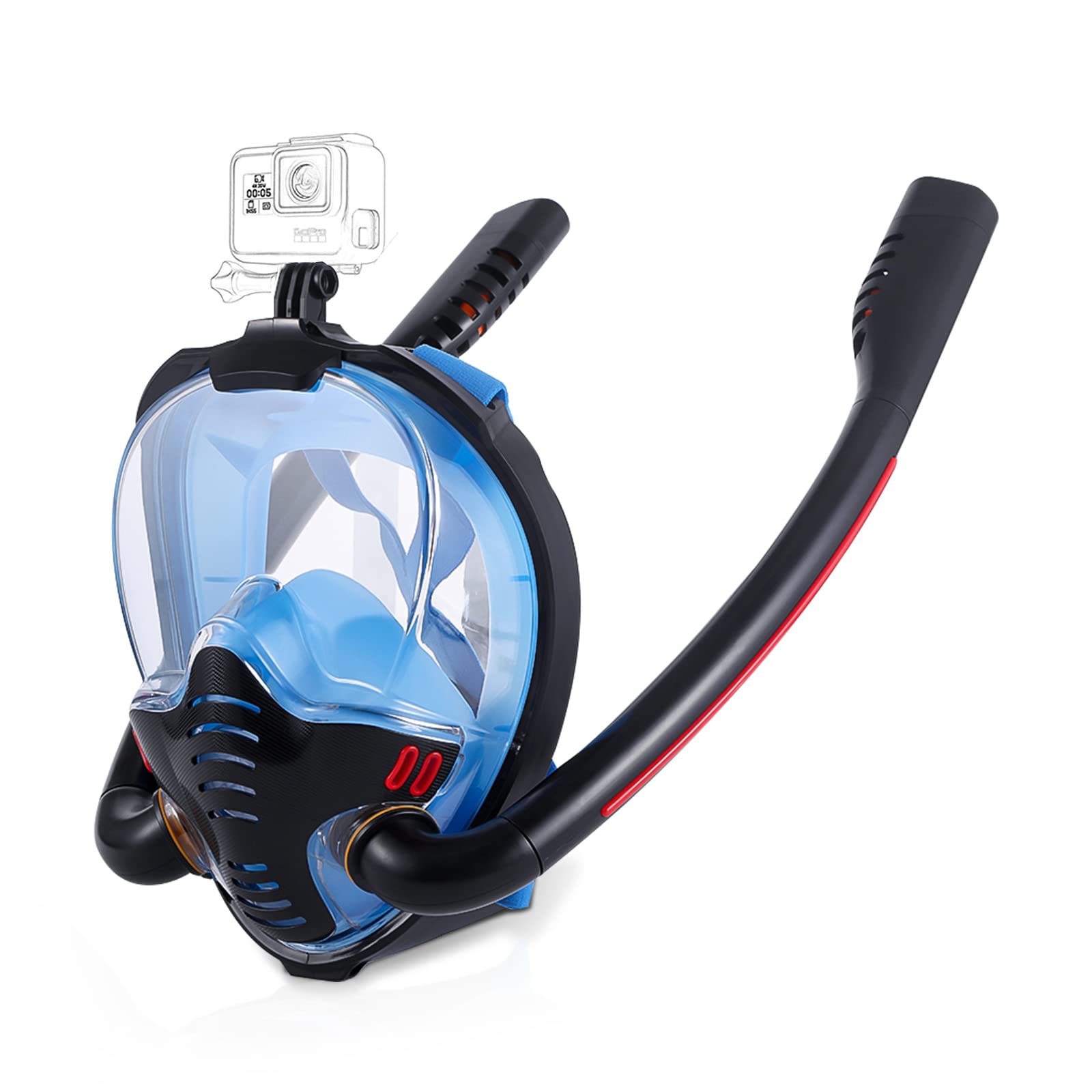 OLYSPM Snorkel Mask Full Face,Snorkel Set Adults,Double-tube breathing separation circulatory system prevents lens fogging,Soft and Comfortable,Adjustable