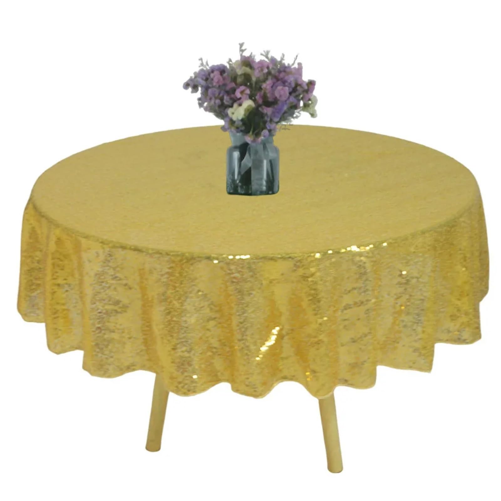 BTRYLDCFA Round Tablecloth Round Sequin 4Ft Tablecloth Glitter Table Cloth For Wedding Party Sparkly Table Cloth For Birthday Baby Bridal Shower(Light Gold)