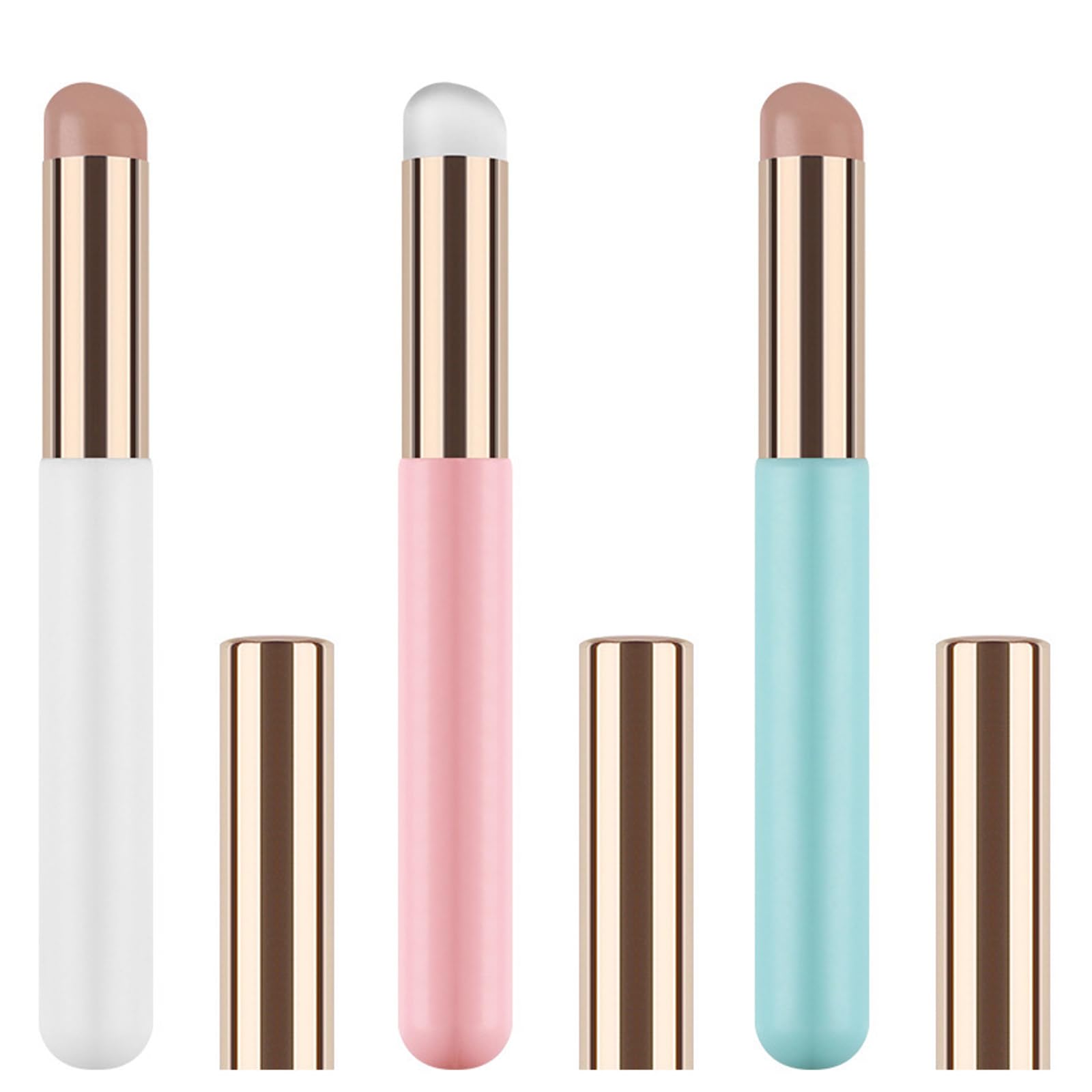 3 Pcs Lipstick Brush, Lip Brush for Lipstick and Concealer, Lipstick Applicator with Silicone Tip, Makeup Brush Set for Precise Application (White+Pink+Blue)-picture-41
