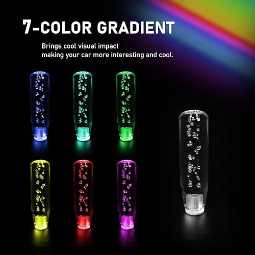 Miniatura 4 de 1 palanca de cambios LED de cristal luminoso para automóvil, burbujas personalizadas con perilla de cambio de luces coloridas, cabeza fría de 5.9