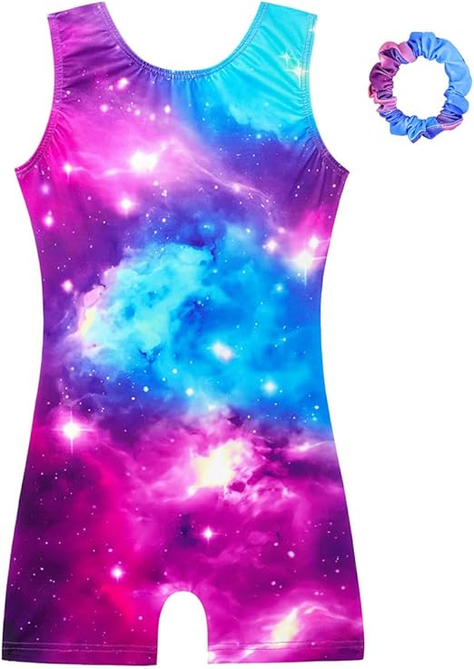 HOZIY Gymnastics Leotards for Girls with Shorts Biketards Dance Tumbling Outfits Matching Scrunchies 1-12 Years Old