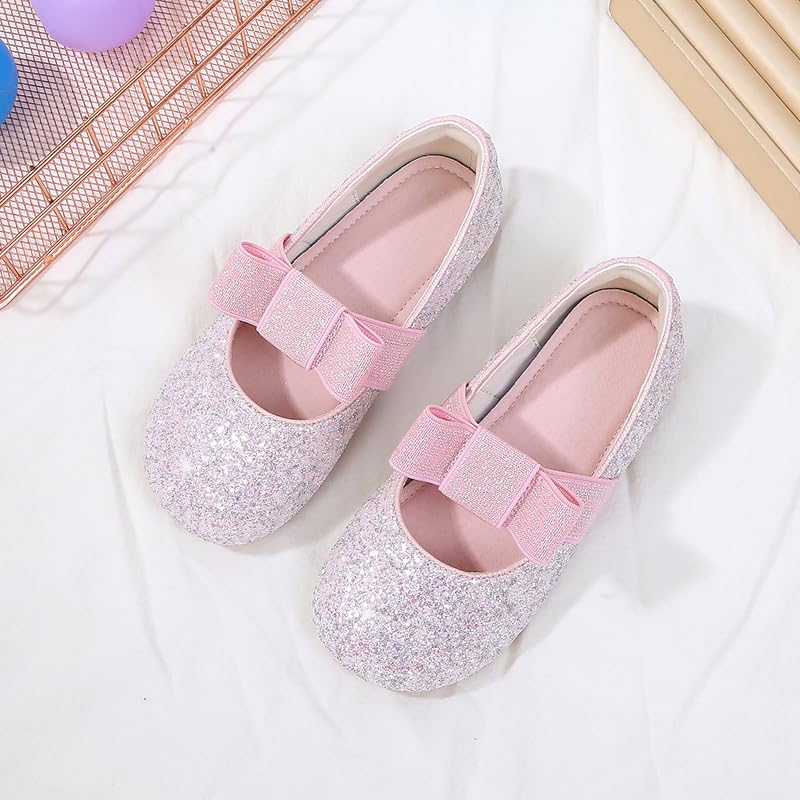 Girls Ballerina Ballet Mary Jane Flats Glitter Wedding Party School Princess Dress Shoes with Bowknot for Toddler Little Kids4