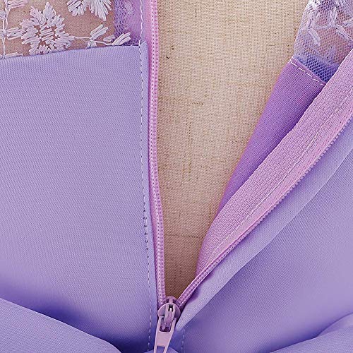 Baby Flower Girl Dresses Infant Toddler Kid 1St 2Nd Birthday Party Dress Lace Flower Embroidered Pageant Wedding Bridesmaid Evening Summer Sleeveless Princess Tutu Tulle Gown Light Purple 6-12M #TOP5