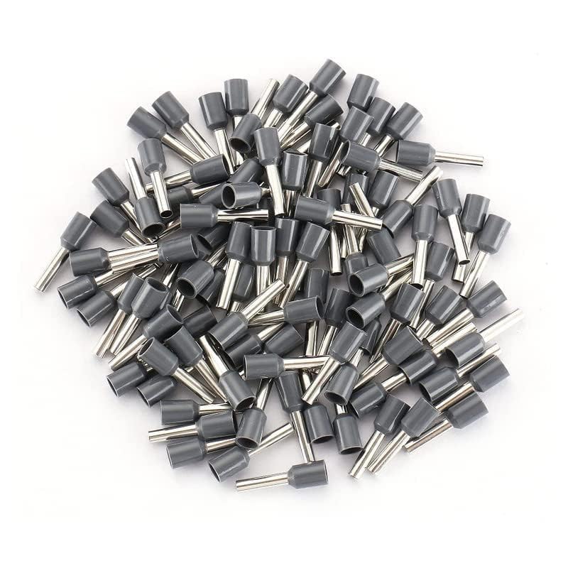 Image of SAFE HOME PRO 200 Pcs,4.0mm Ferrule Copper Crimp Connectors Lugs End Termnal, Gray Insulated Crimp Pin Terminals Copper Crimp Ferrules Wire Cord Pin End E4008 For Multiple Application (4mm)(GRAY)