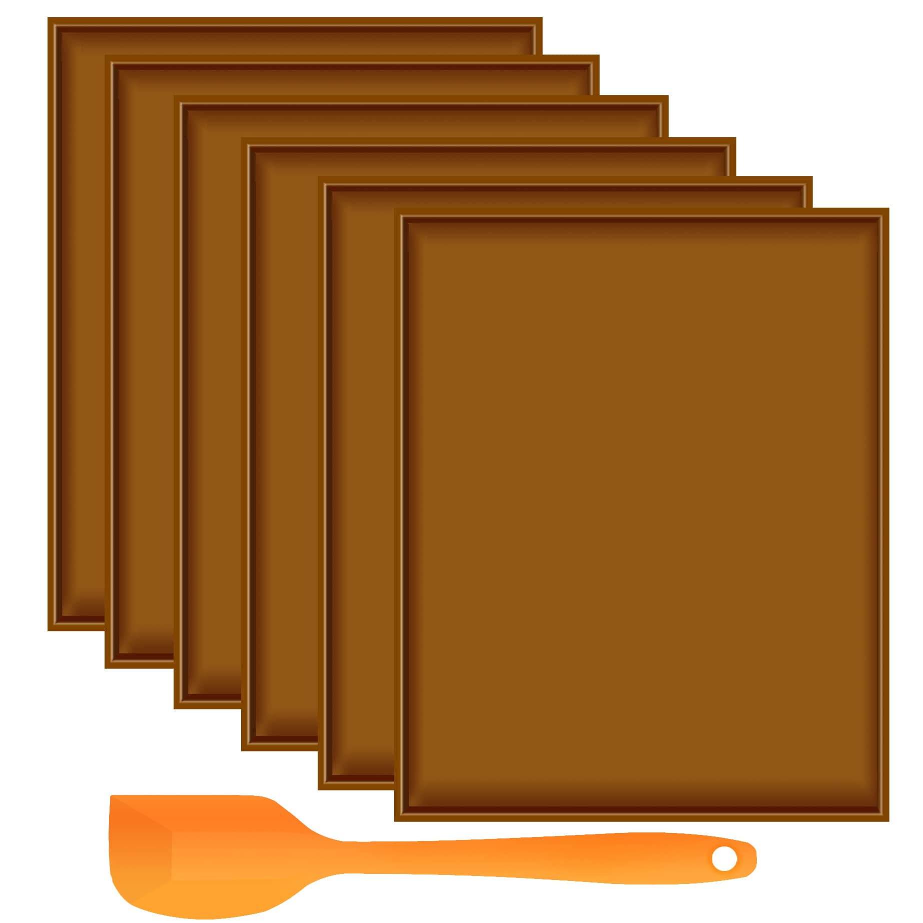 6PCS Silicone Dehydrator Sheets - Nonstick fruit leather trays for dehydrator with Silicone Scraper Compatible with Cosori CP267-FD High Temperature Resistance Reusable for Fruits Meat Herbs (Brown)