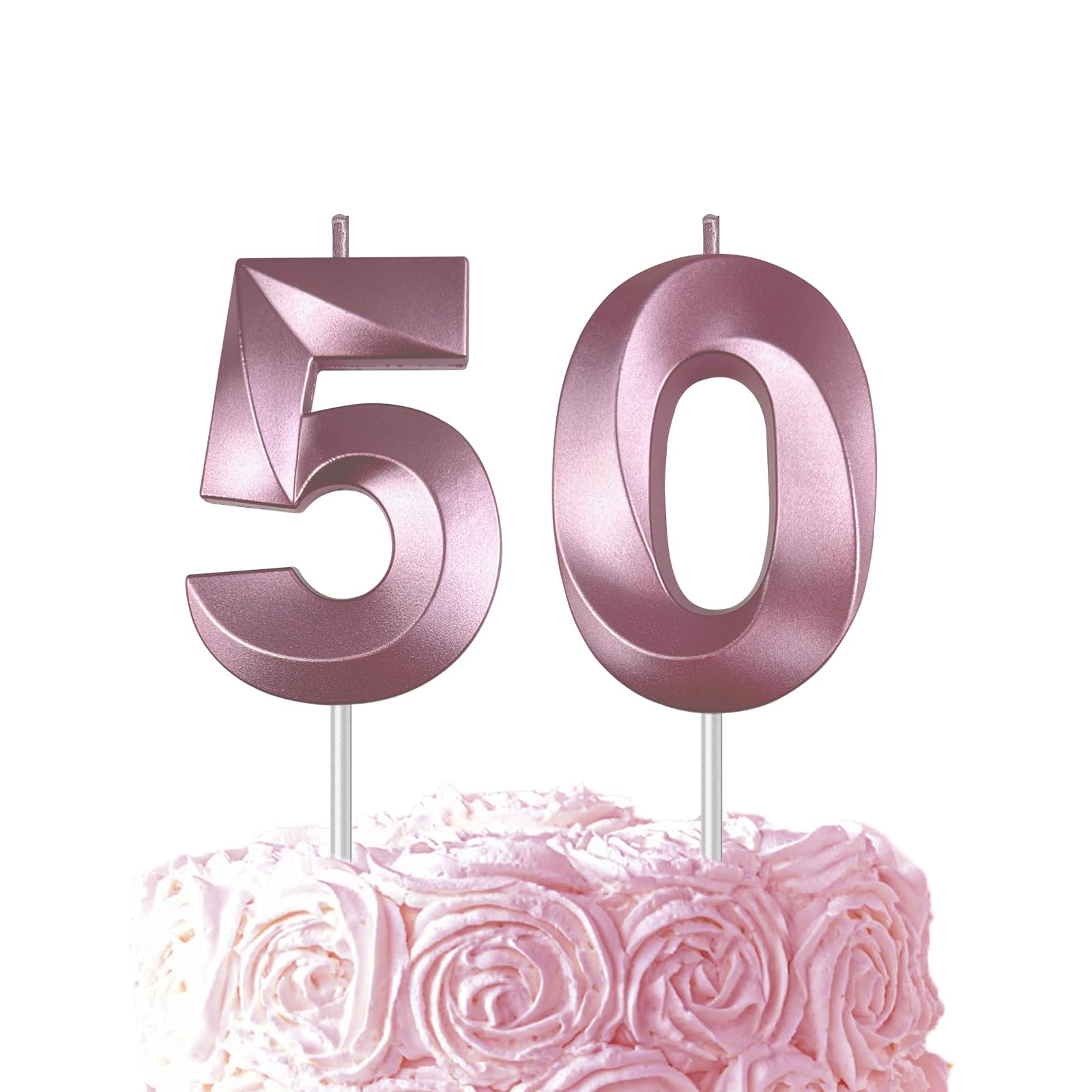 Pink Birthday Number 50 Candles for Wedding Party Cake Decorations